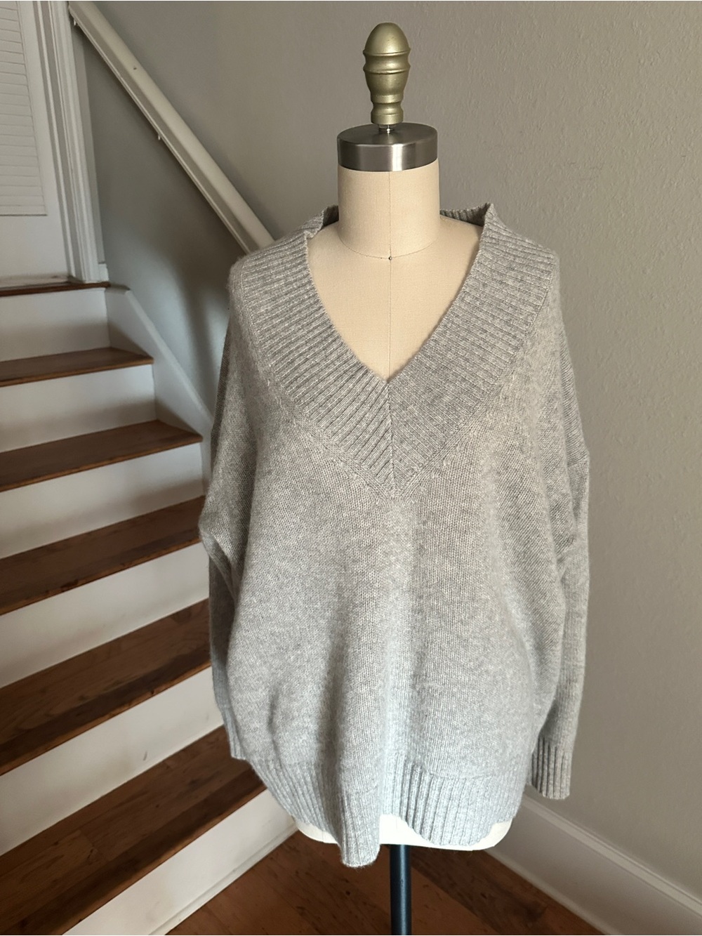Skull Cashmere Gray Sweater Blue Abstract Rear Skull - Picture 2 of 6